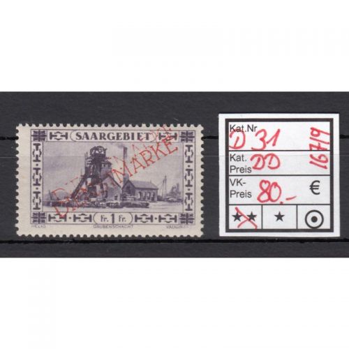 Saargebiet 1929 Mi. Nr. 31 DD ** (Dienstmarken)