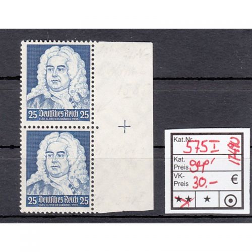 DR 1935, Mich.-Nr.: 575 I **  geprüft  Befund   (Plattenfehler)