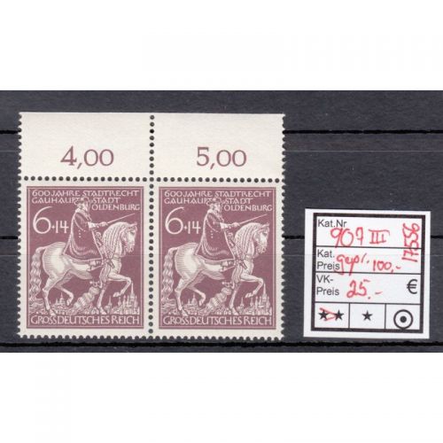 DR 1945, Mich.-Nr.: 907 III ** geprüft  Befund  Plattenfehler   80,00