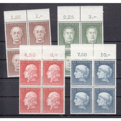 Bund 1954, Mich.-Nr.: 200-203 **  Oberrand 4er.