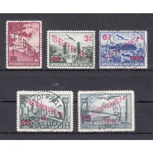 Serbien 1941, Mi.-Nr. 26-30 gestempelt  Stempelt Falsch