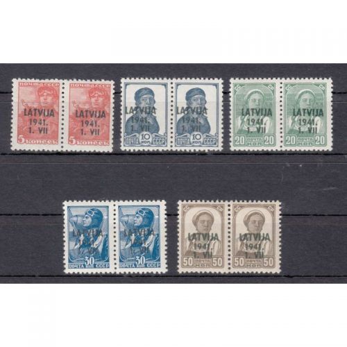 Lettland  , Mi.-Nr.  1-6 ** waag.-paar (ohne 3)  MIchel 52,00