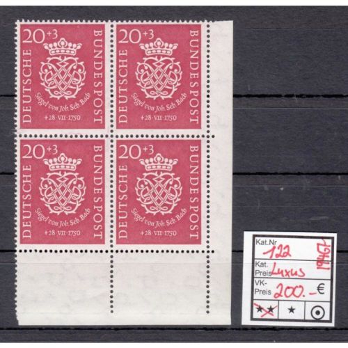 Bund 1950, Mich.-Nr.: 122 ** Eckrand 4er