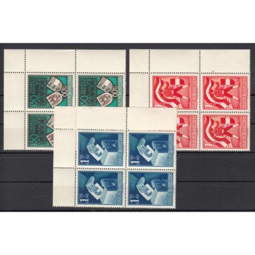 Österreich 1950, Mich.-Nr.: 952-954 ** Eckrand 4er-Block