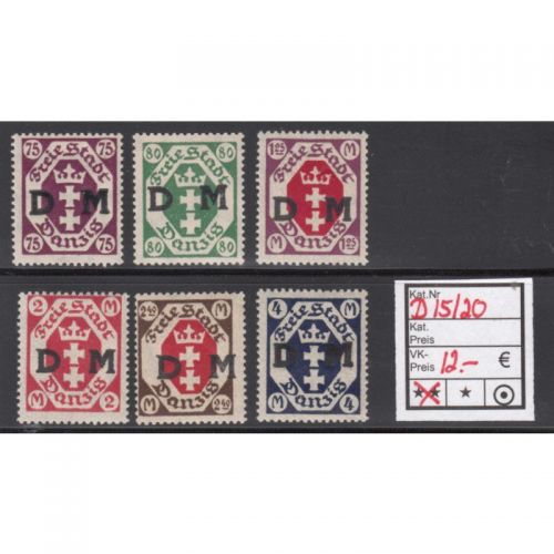 Danzig Dienst 1922 Mi.Nr. D 15-20 **