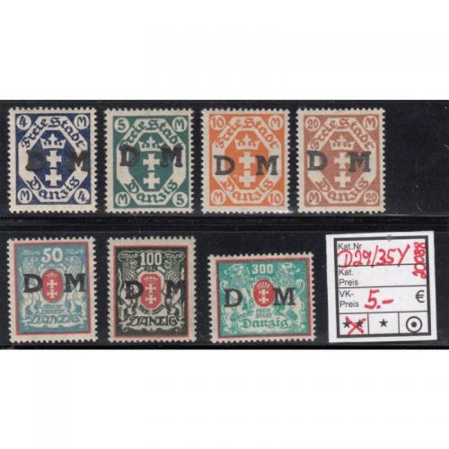 Danzig Dienst 1922 Mi.Nr. D 29-35 Y **