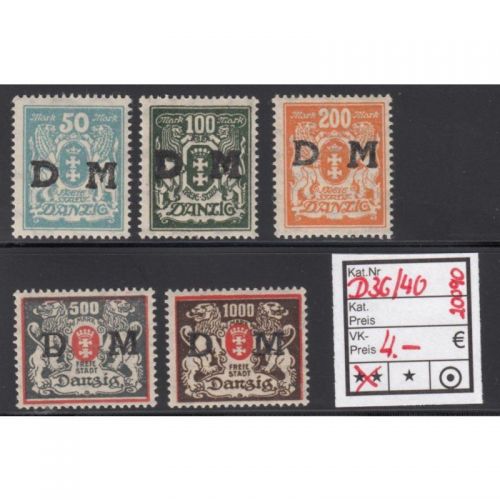 Danzig Dienst 1923 Mi.Nr. D 36-40 **