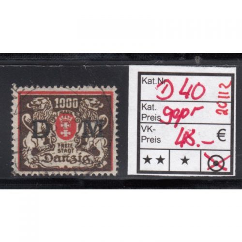 Danzig Dienst 1923 Mi.Nr. D 40 gestempelt geprüft