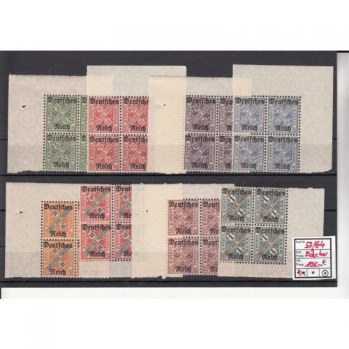 DR Dienst 1920, Mich.-Nr.:D 57-64 ** 4er-block (Eckrand)