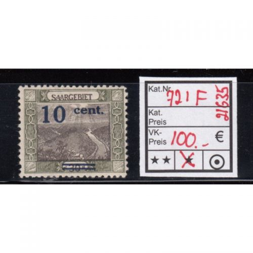 Saargebiet 1921 Mi. Nr. 72 I F *