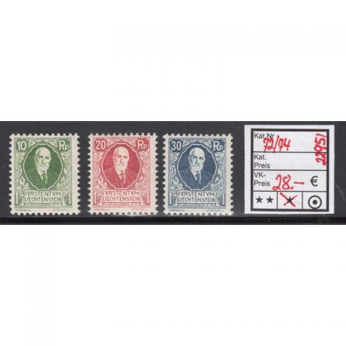 Liechtenstein 1925 : Mi.-Nr.:72-74 *