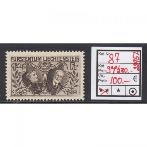 Liechtenstein 1928 : Mi.-Nr.:87 ** geprüft