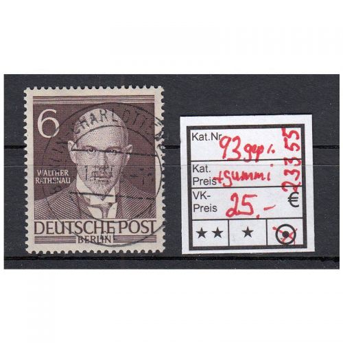 Berlin 1952, Mich.-Nr.: 93 LUXUS Vollstempel+gummi+gepr. Berlin-Charlottenburg