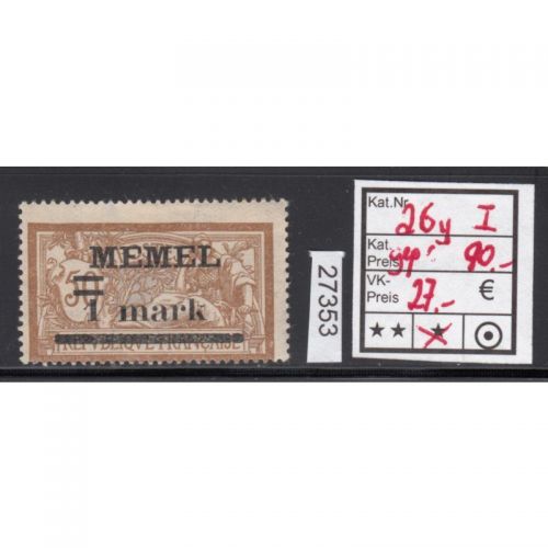 Memel 1920 Mi. Nr. 26 y I *   geprüft