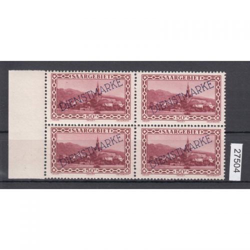 Saargebiet 1929 Mi. Nr. 28 b **  4er.-Block geprüft (Dienstmarken)