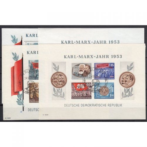 DDR 1953, Mich.-Nr.: 386-91 Block 8+9 A+B Y I gestempelt  geprüft