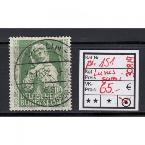 Bund 1952, Mich.-Nr.: 151 LUXUS Gest.+gummi  geprüft  Berlin Charlottenburg