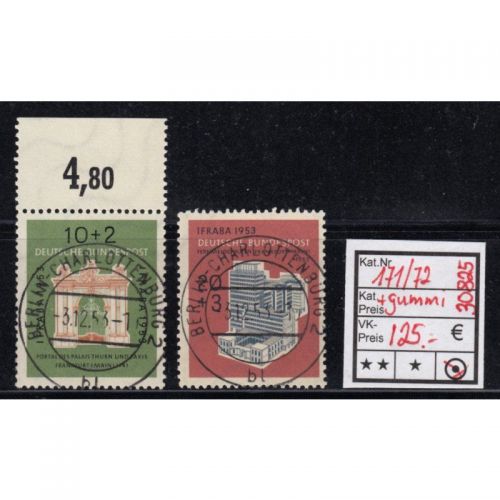Bund 1953, Mich.-Nr.: 171+72 LUXUS Gestempelt + gummi  Berlin Charlottenburg