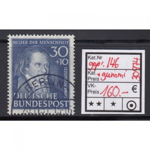 Bund 1951, Mich.-Nr.: 146 LUXUS Gestempelt+gummi geprüft  Berlin-Charlottenburg