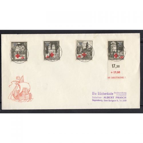 GG 1940, Mi.-Nr. 52-55 Satzbrief Kpl. Rotes Kreuz  Krakau nach Regensburg