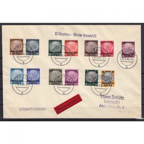 GG 1939, Mi.-Nr. 1-13 Satzbrief Kpl. Krakau  nach Leipzig