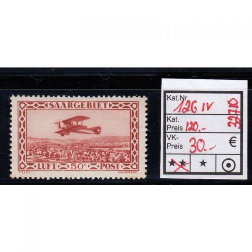 Saargebiet 1928 Mi. Nr. 126 IV **  Plattenfehler