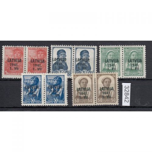 Lettland  , Mi.-Nr.  1-6 ** waag.-paar (ohne 3)  MIchel 52,00