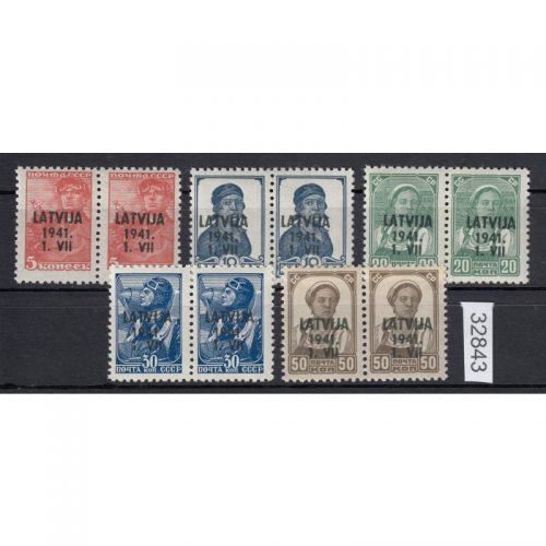 Lettland  , Mi.-Nr.  1-6 ** waag.-paar (ohne 3)  MIchel 52,00