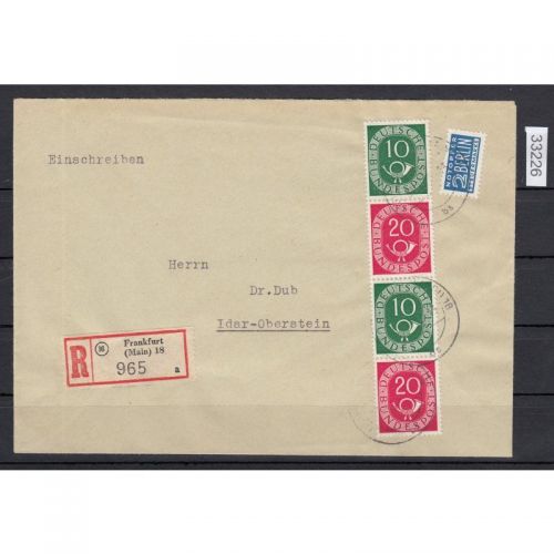 Bund 1951, Mich.-Nr.: S 10/12  gestempelt auf E-Brief
