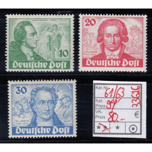 Berlin 1949, Mich.-Nr.: 61-63 ** geprüft