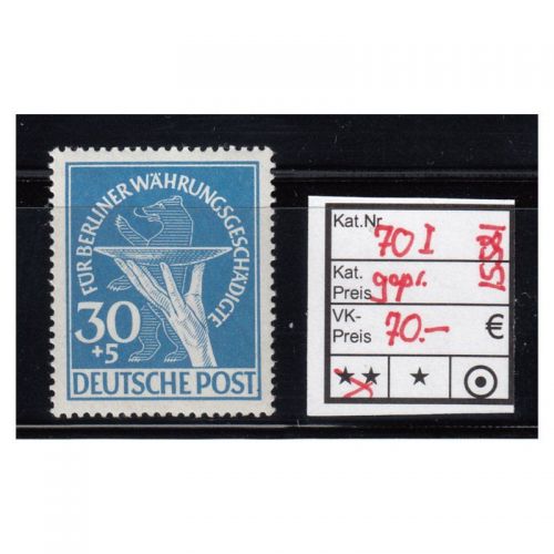 Berlin 1949, Mich.-Nr.: 70 I **   Plattenfehler