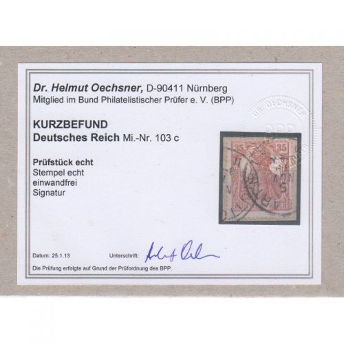 DR 1918, Mich.-Nr.: 103 c gestempelt geprüft/Befund