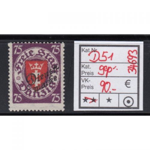 Danzig Dienst 1924 Mi.Nr. D 51 ** geprüft  Befund