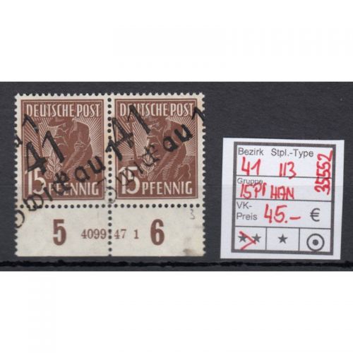 Bezirk 41 nr. 113 Zwickau ** 15 Pf. HAN  geprüft  lesen
