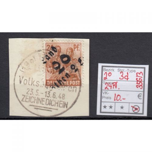 Bezirk 2* (kl. 20) nr. 3 d  Köthen gestempelt Sonderstempel 24 Pf.   geprüft