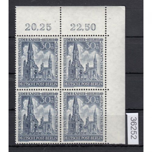 Berlin 1953, Mich.-Nr.: 109 ** Eckrand 4er