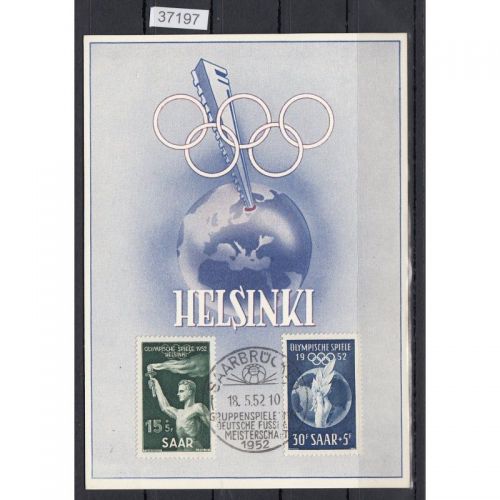 Saarland 1952 Mi. Nr. 314+15 Gestempelt auf Karte   Olympia