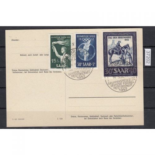 Saarland 1952 Mi. Nr. 314+15+16 Gestempelt auf Karte  Mi 67,00 (001)