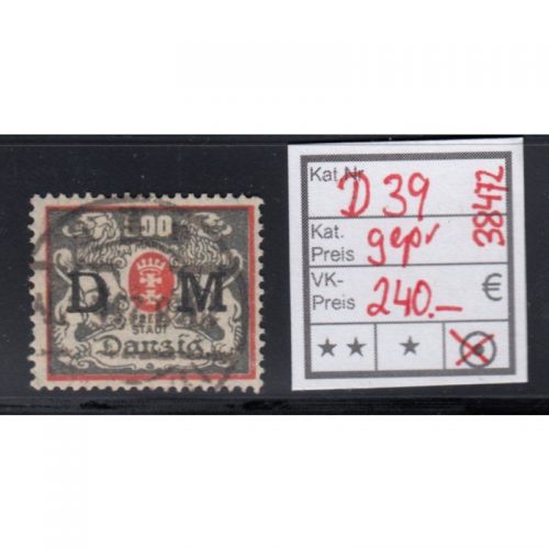 Danzig Dienst 1923 Mi.Nr. D 39  gestempelt geprüft/Attest