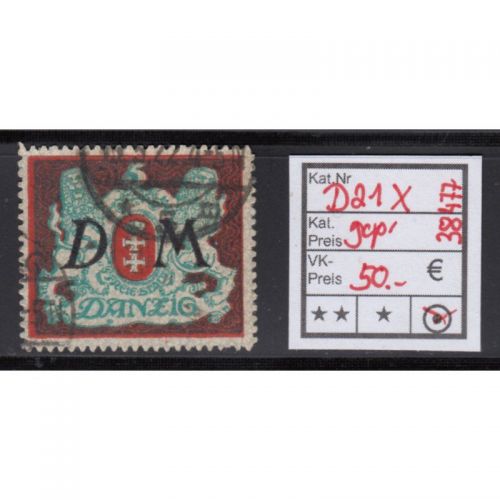 Danzig Dienst 1922 Mi.Nr. D 21 X gestempelt geprüft  Befund