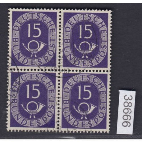 Bund 1951, Mich.-Nr.:  129 gestempelt 4er.-Block