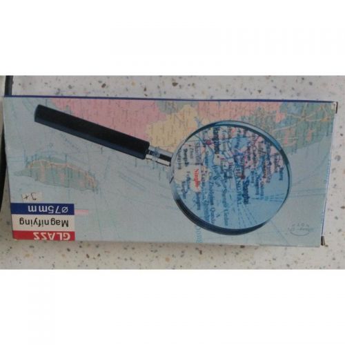 Hand- Leselupe mit 75 mm Durchmesser Linse,  3 fach Vergrösserung, Neu- OVP