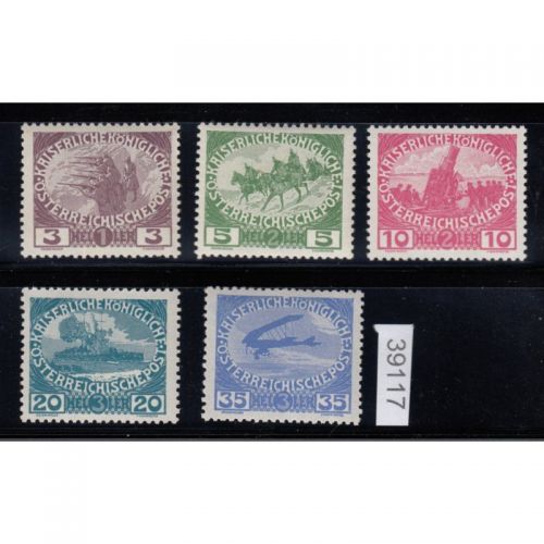 Österreich 1915, Mich.-Nr.: 180-84 **