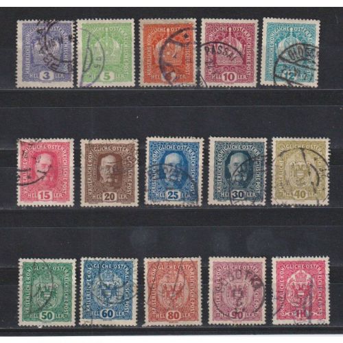 Österreich 1916, Mich.-Nr.: 185-99 gestempelt