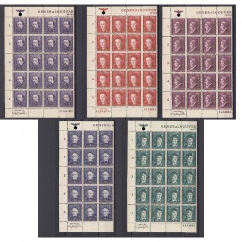 GG 1942, Mi.-Nr. 96-100 **  mit HZ  und Entwerfer   lesen