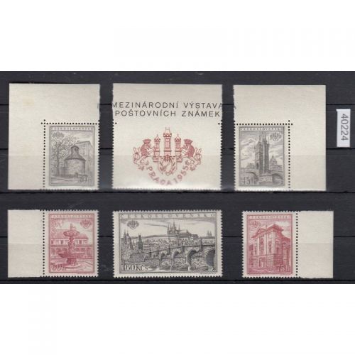 Tschechoslowakei 1955, Mich.-Nr.: 934-38 A ** Einzelmarken aus Block 16 A
