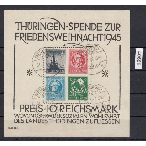SBZ  1945 Mi.-Nr.:  Block 2 x gestempelt geprüft  Attest  lesen