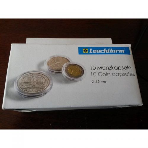 10 Leuchtturm Münzen Kapseln Innendurchmesser 45 mm, Neu - OVP