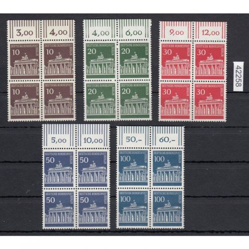 Berlin 1966, Mich.-Nr.: 286-90 **  4er.-Block  Oberrand  komplett