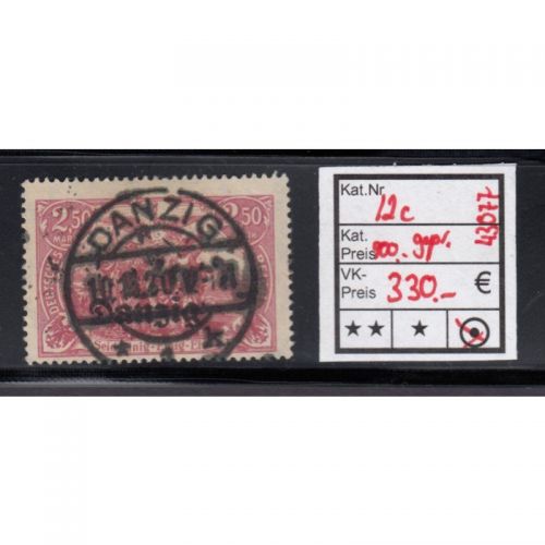 Danzig 1920 Mi. Nr. 12 c gestempelt geprüft  Attest